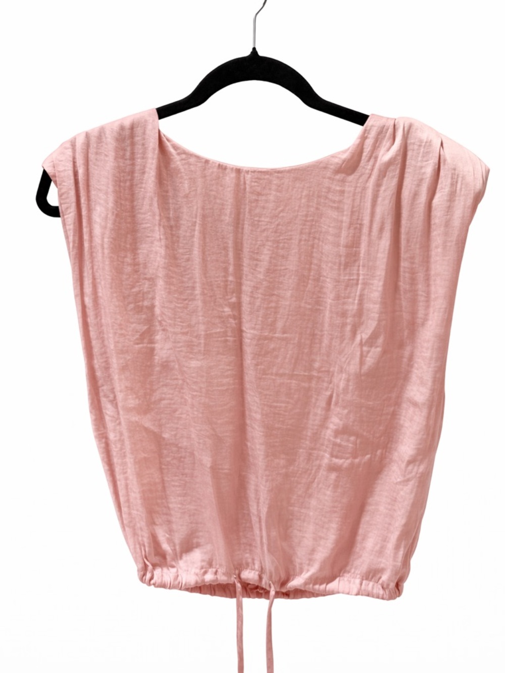 glam Light Pink Scoop Neck Drawstring Tank
